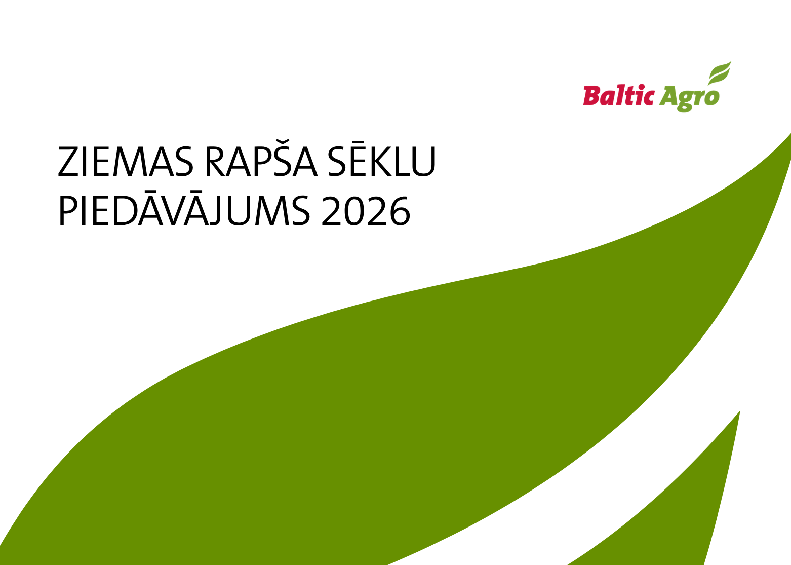 JAUNUMS: Ziemas rapša sēklu piedāvājums 2026